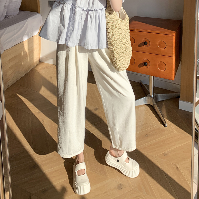 白パンツ ナチュラルリネンワイドパンツ