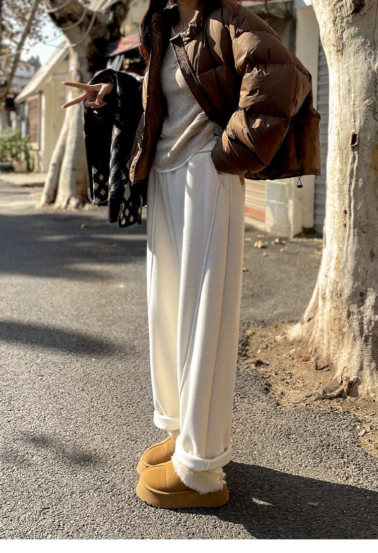 白パンツ デイリー ウエストゴム ワイドパンツ
