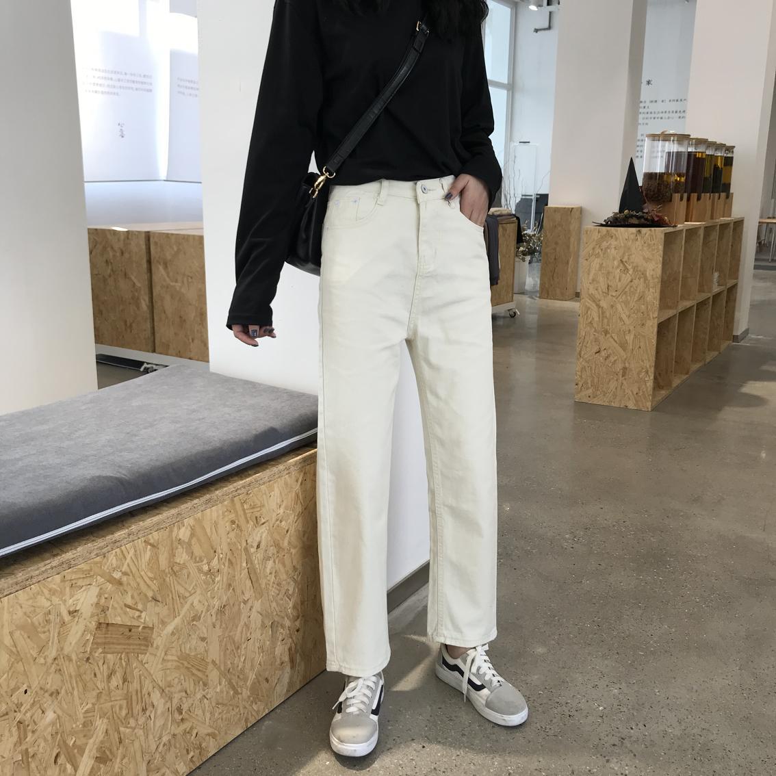 白パンツ ストレート デニム パンツ