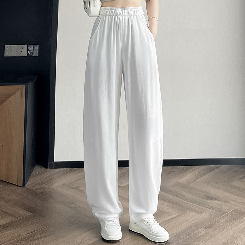 白パンツ さらっと涼やかなワイドシルエット長丈パンツ