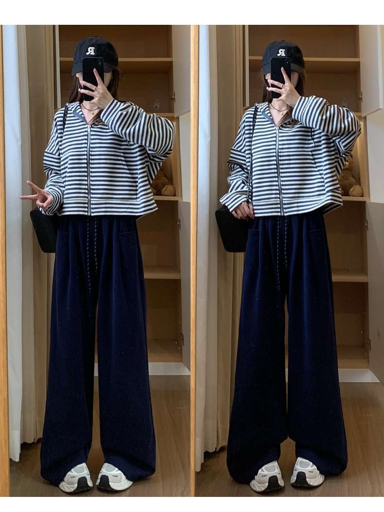白パンツ ドロスト付きゆったりスウェットパンツ