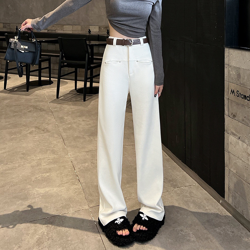 白パンツ コーデュロイワイドパンツ