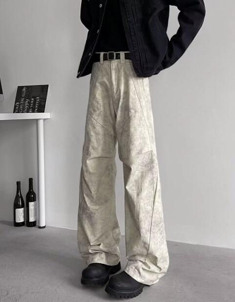 白パンツ メンズ ワイドパンツ ゆったり白系ボトムス