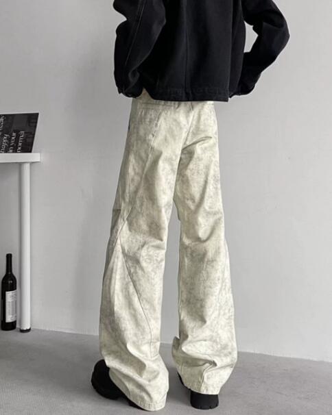 白パンツ メンズ ワイドパンツ ゆったり白系ボトムス