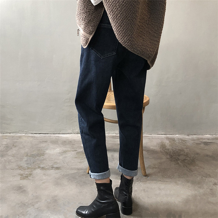 白パンツ ハイウエスト裏起毛白デニム暖かレディースロングパンツ