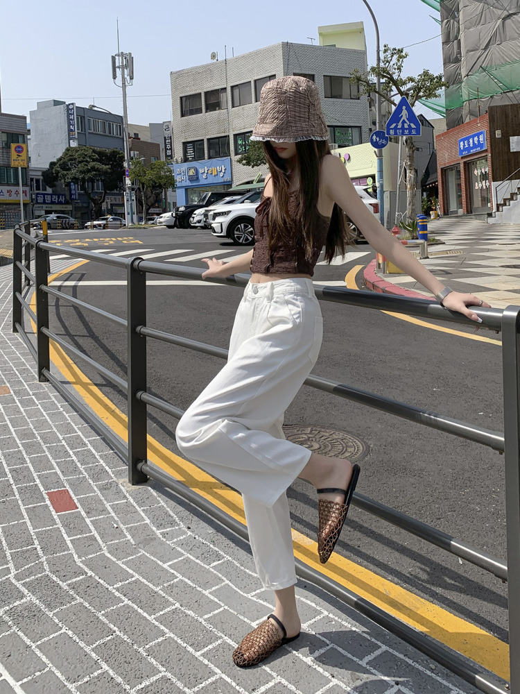 白パンツ リラックスシルエット ワイドパンツ