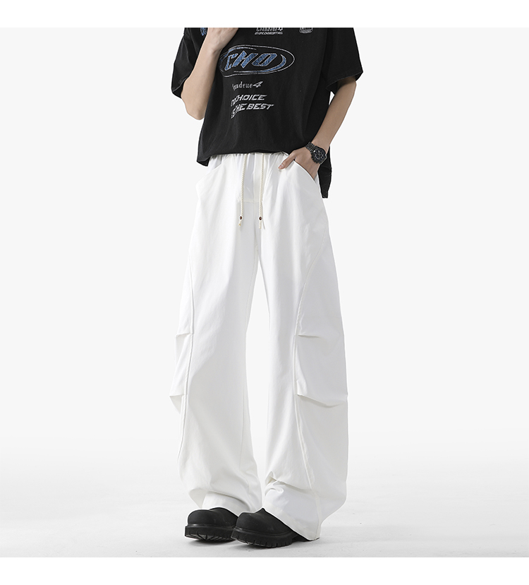 白パンツ ドローコード ワイドパンツ