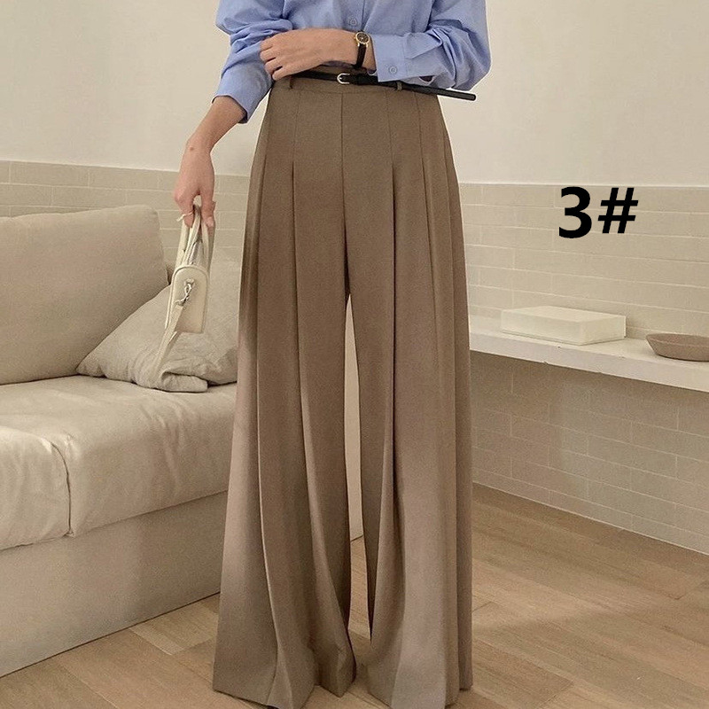 白パンツ 白色ハイウエストワイドパンツ マキシ丈プリーツ