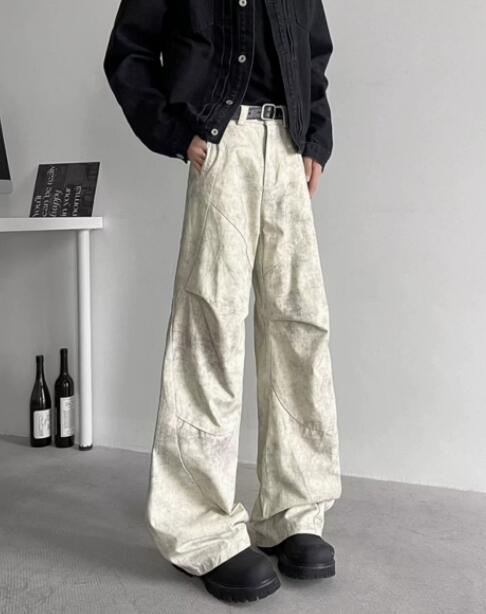 白パンツ メンズ ワイドパンツ ゆったり白系ボトムス