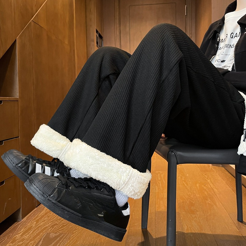 白パンツ もこもこ裏ボアコーデュロイパンツ