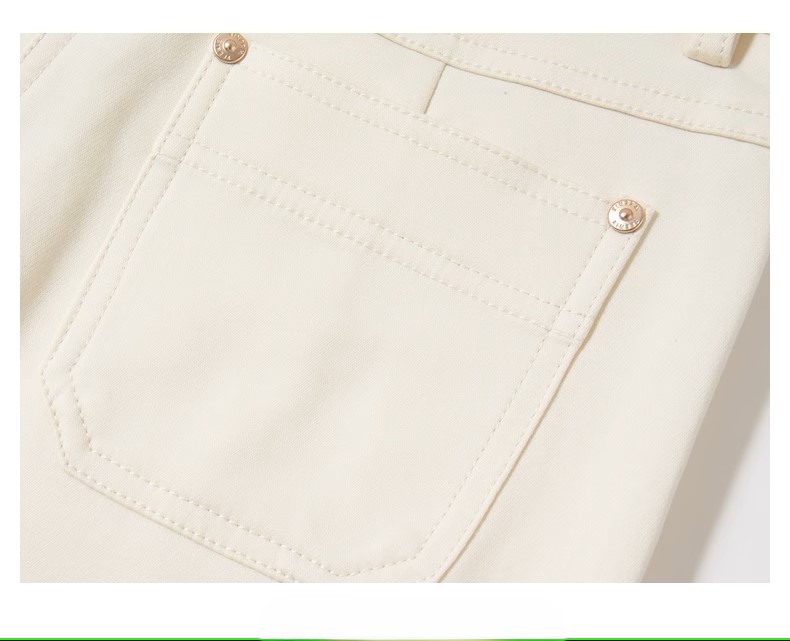 白パンツ コットンベーシックストレートパンツ