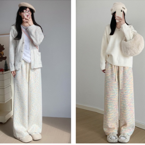 白パンツ 裏起毛楽らくゆったりパンツ