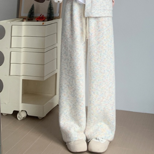 白パンツ 裏起毛楽らくゆったりパンツ