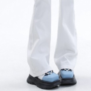 白パンツ ハイウエストフレアレッグパンツ