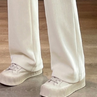 白パンツ あったか裏起毛ストレートパンツ