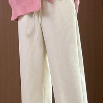 白パンツ あったか裏起毛ストレートパンツ