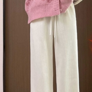 白パンツ あったか裏起毛ストレートパンツ
