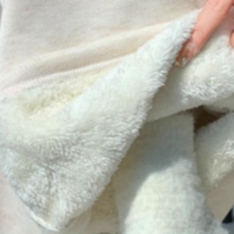 白パンツ もこもこ裏起毛ゆったりロングパンツ
