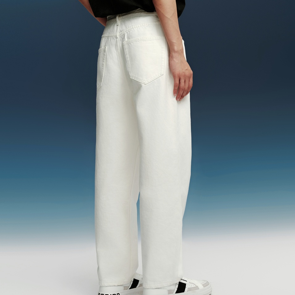 白パンツ シンプルワイドデニムパンツ