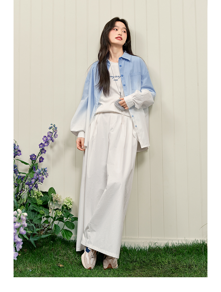 白パンツ ゆったりワイドパンツ 上品シルエット
