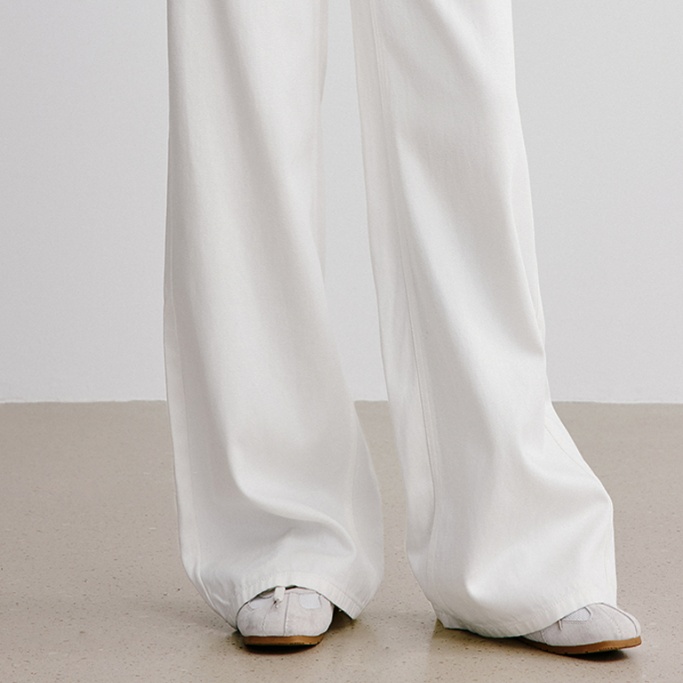 白パンツ ワイドシルエット ハイウエストパンツ