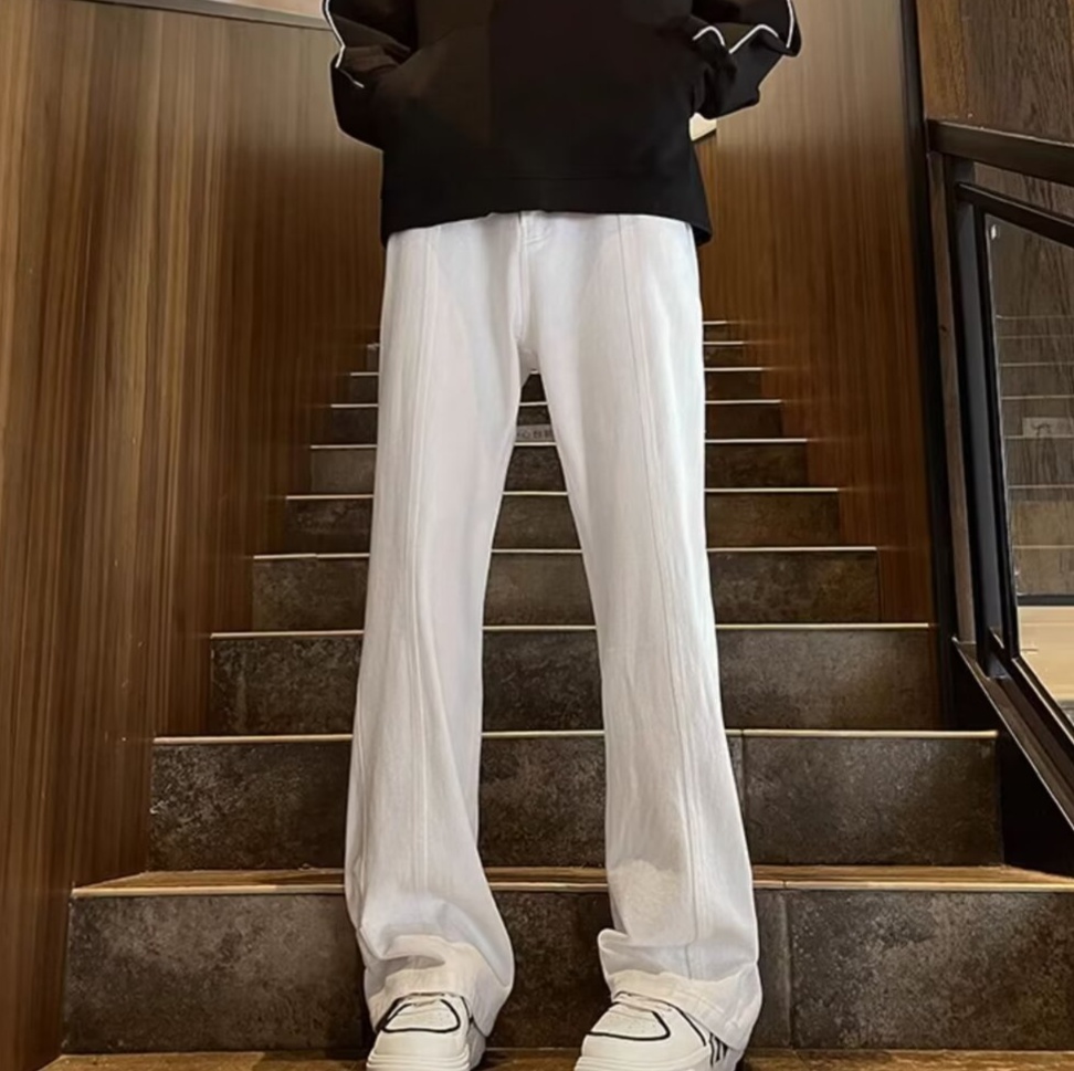 白パンツ ゆったりストレートパンツ