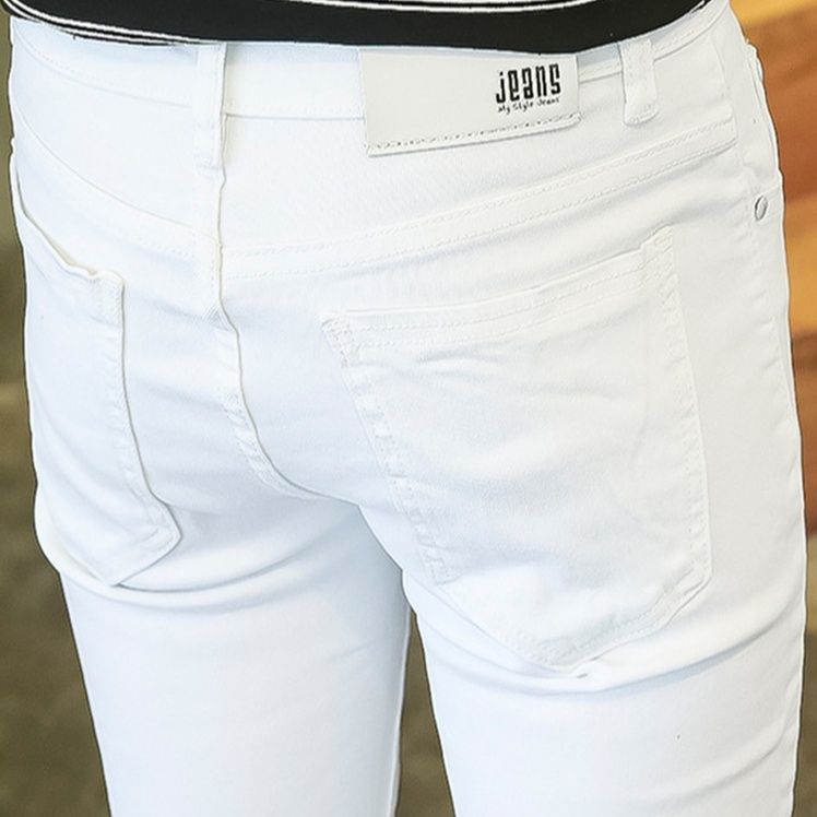 白パンツ すっきりシルエット細身パンツ