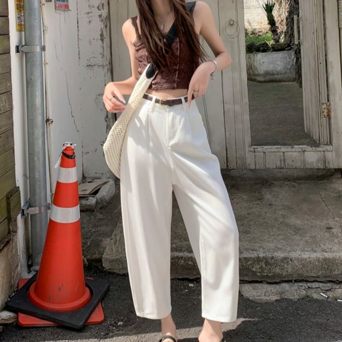 白パンツ リラックスシルエット ワイドパンツ