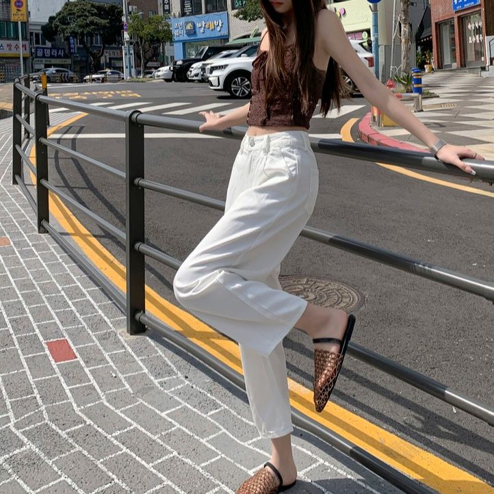 白パンツ リラックスシルエット ワイドパンツ