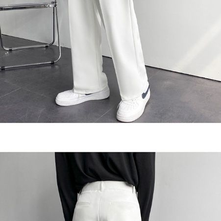 白パンツ 上質タックワイドパンツ