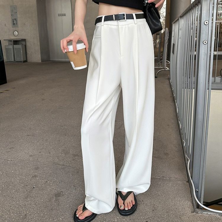 白パンツ すっきりシルエット ワイドパンツ