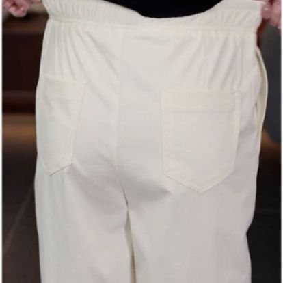 白パンツ リラックスウエストワイドパンツ