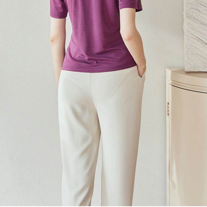 白パンツ すっきりシルエットスキニー