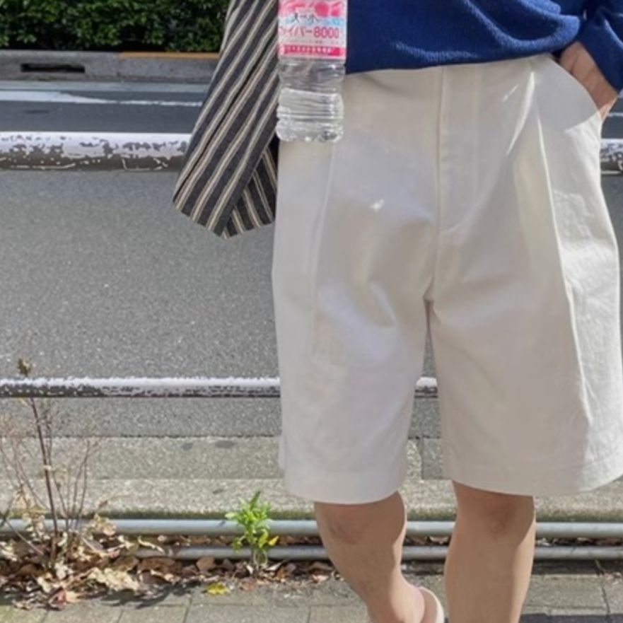 白パンツ リラックスハーフカーゴパンツ