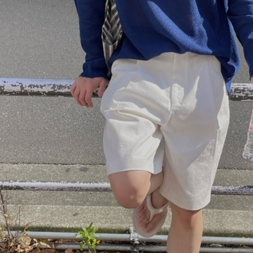 白パンツ リラックスハーフカーゴパンツ