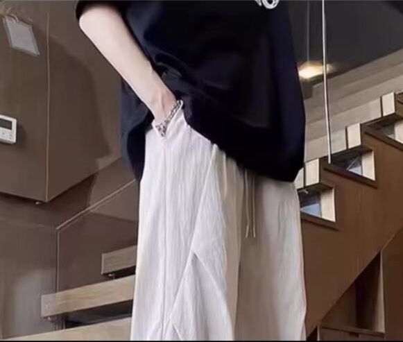 白パンツ シワ感シルエット風合いパンツ