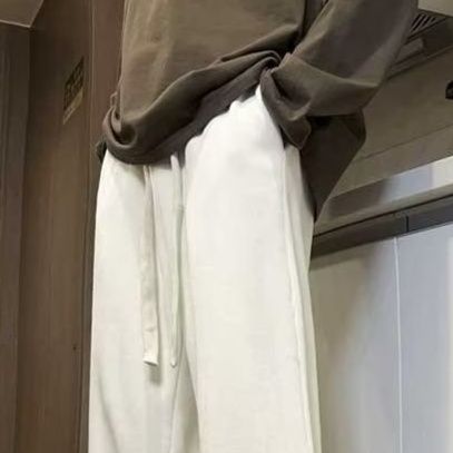 白パンツ 畦編みリラックスワイドパンツ