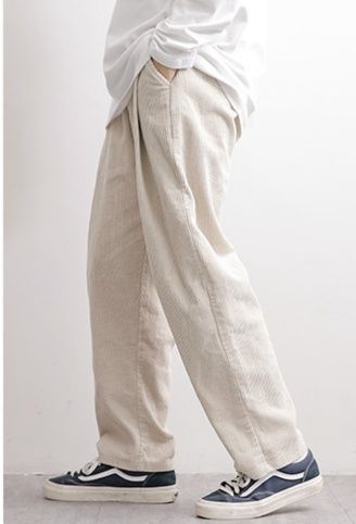 白パンツ コーデュロイリラックスパンツ