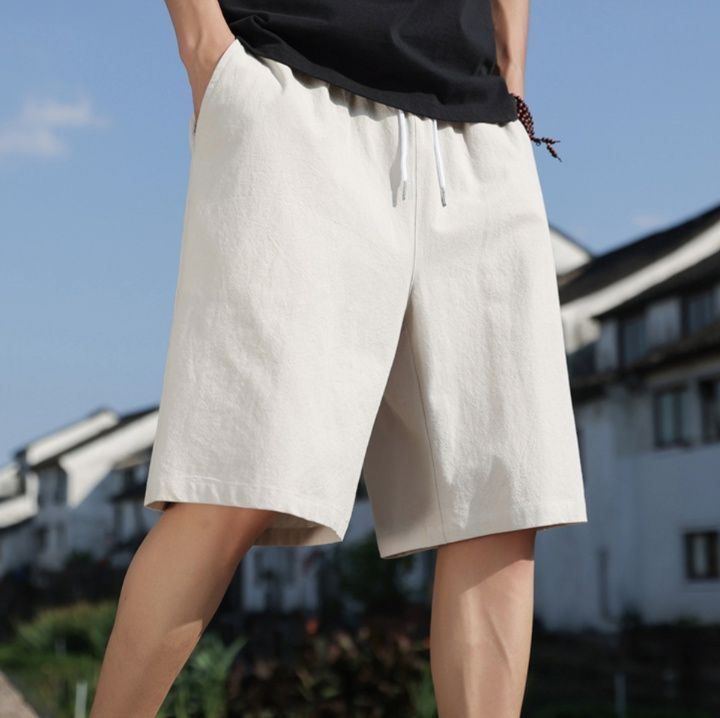 白パンツ リラックスハーフパンツ