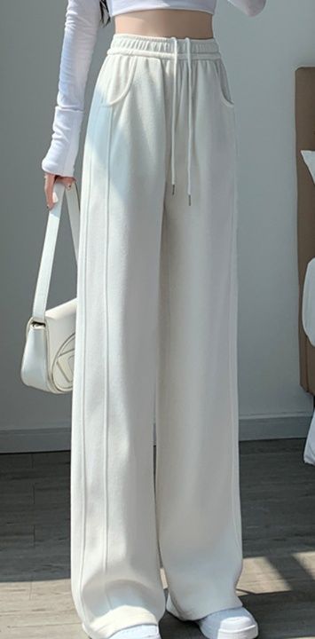 白パンツ リラックスワイドストレートパンツ