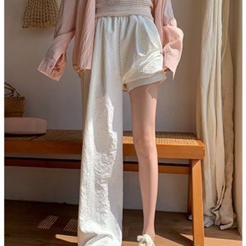 白パンツ リラックスリネンワイドパンツ