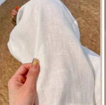 白パンツ ゆったりドローストリング裾広がりパンツ