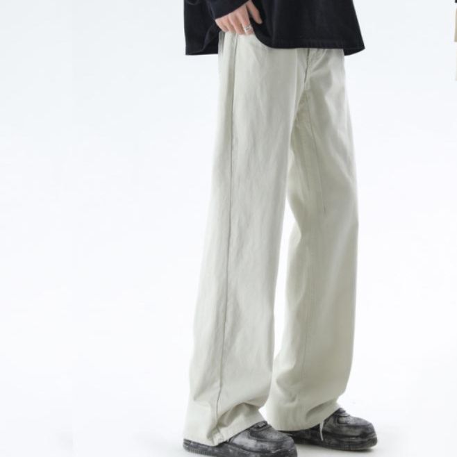 白パンツ ヴィンテージ風ワイドストレートパンツ メンズ