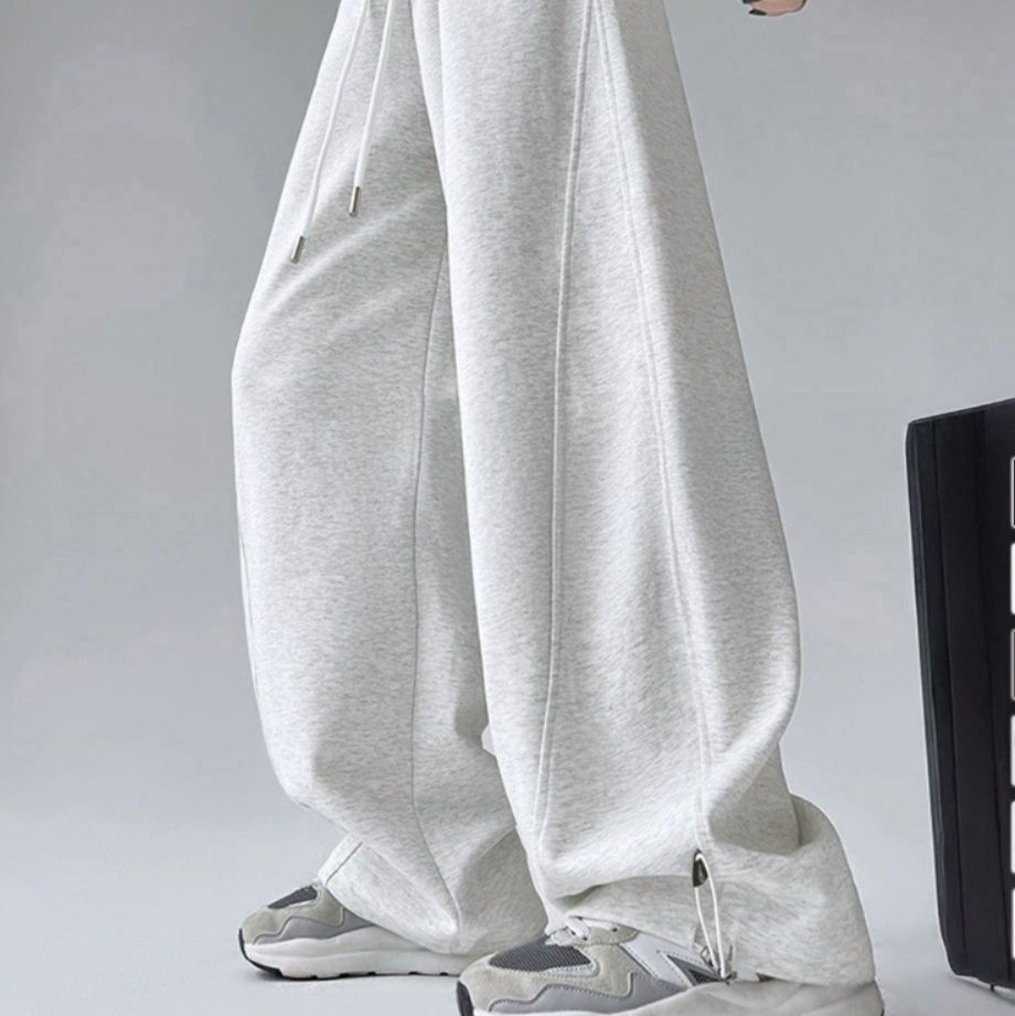 白パンツ ゆったりワイドスウェットパンツ レディース体型カバー