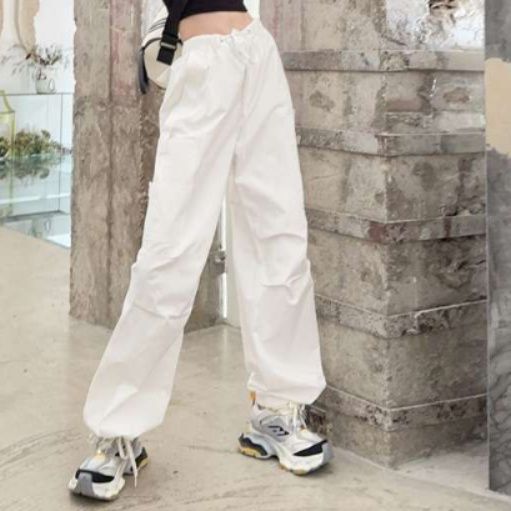 白パンツ 白カーゴパンツ ゆったりワイドシルエット