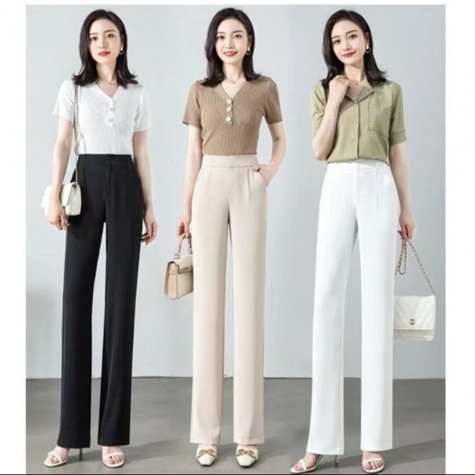 白パンツ ストレッチ美脚パンツ