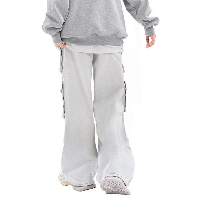 男女兼用カーゴパンツ 白パンツ ストリート系ボトムス