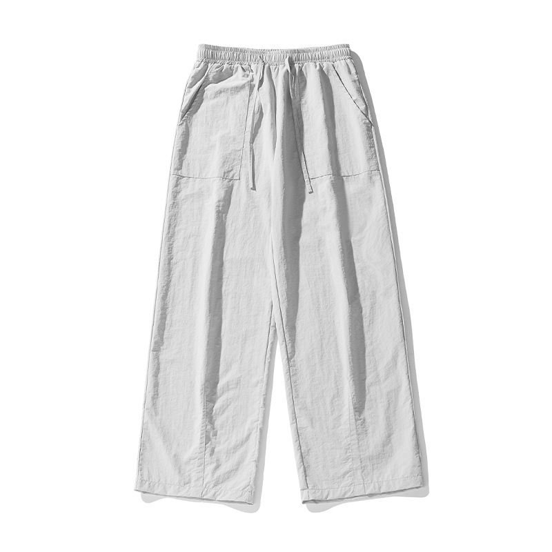 白パンツ ゆったりワイドシルエットナイロンイージーパンツ