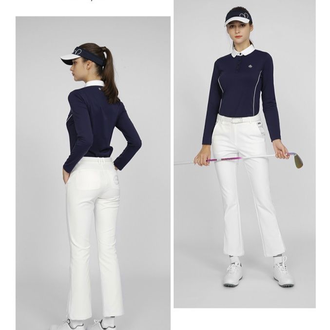 白パンツ 美脚見せフレアシルエットゴルフパンツ