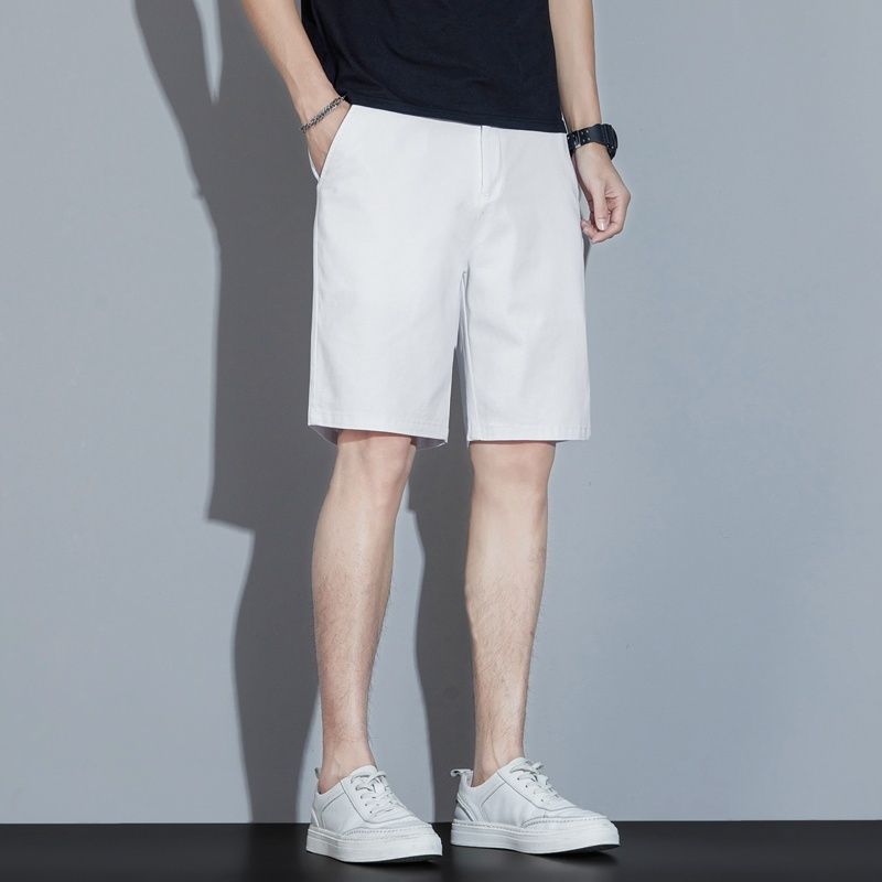 白パンツ 夏向け涼感素材ショートパンツ メンズ五分丈